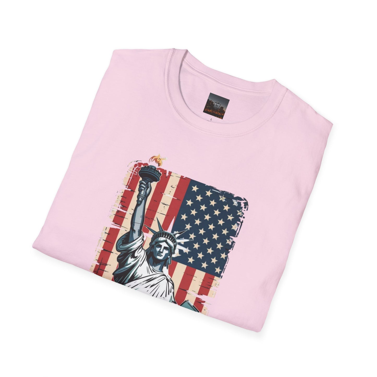#250 Statue of Liberty American Flag 'America' Patriotic Independence Day T‑Shirt