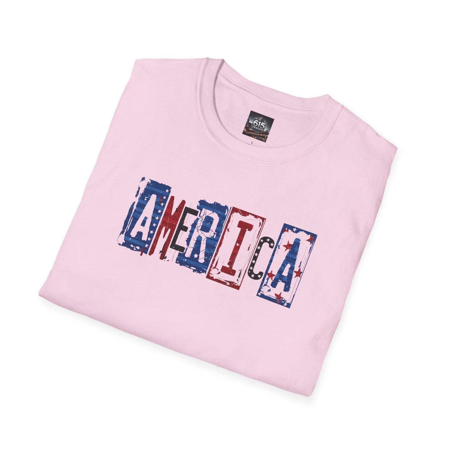 #250 America Retro Block Text Patriotic T-Shirt