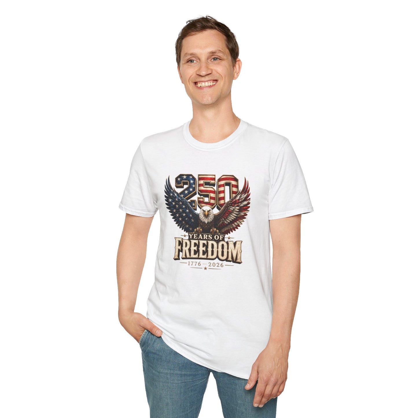 #250 250 Years of Freedom Eagle Patriotic American Flag Anniversary (1776–2026) T-Shirt