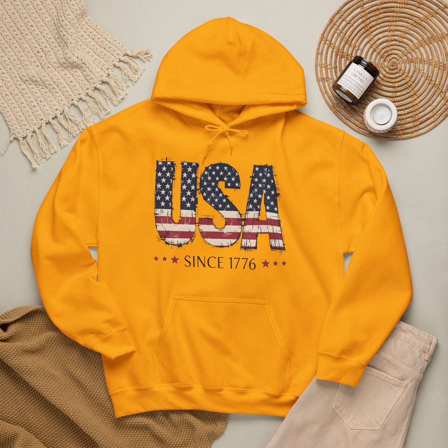 #250 USA Flag "USA Since 1776" Patriotic Hoodie