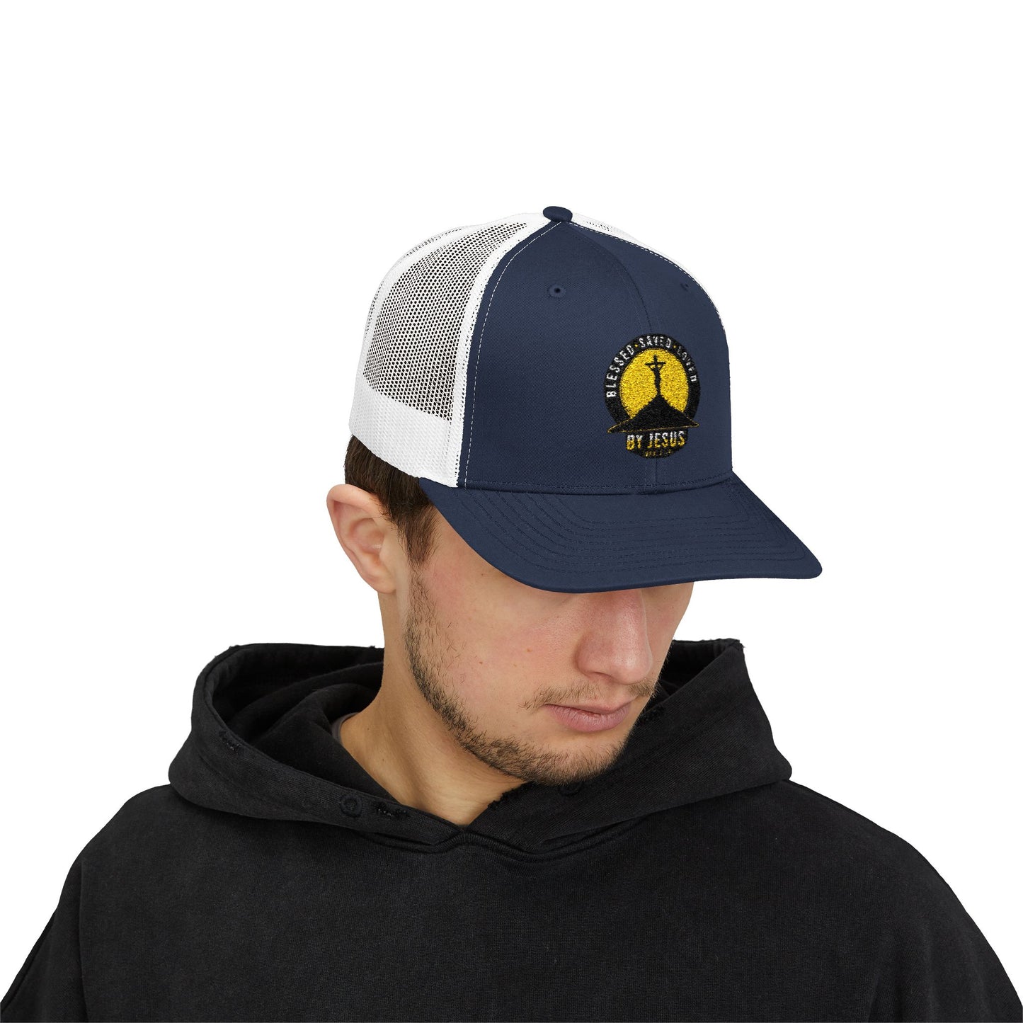 Blessed • Saved • Loved by Jesus Christian Trucker Cap - Embroidered Snapback