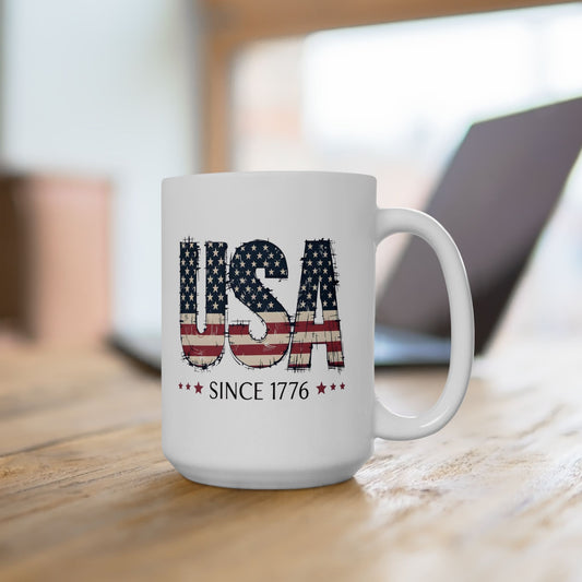 #250 USA Flag "USA Since 1776" Patriotic 'Ceramic Mug Coffee Cup (11oz, 15oz)