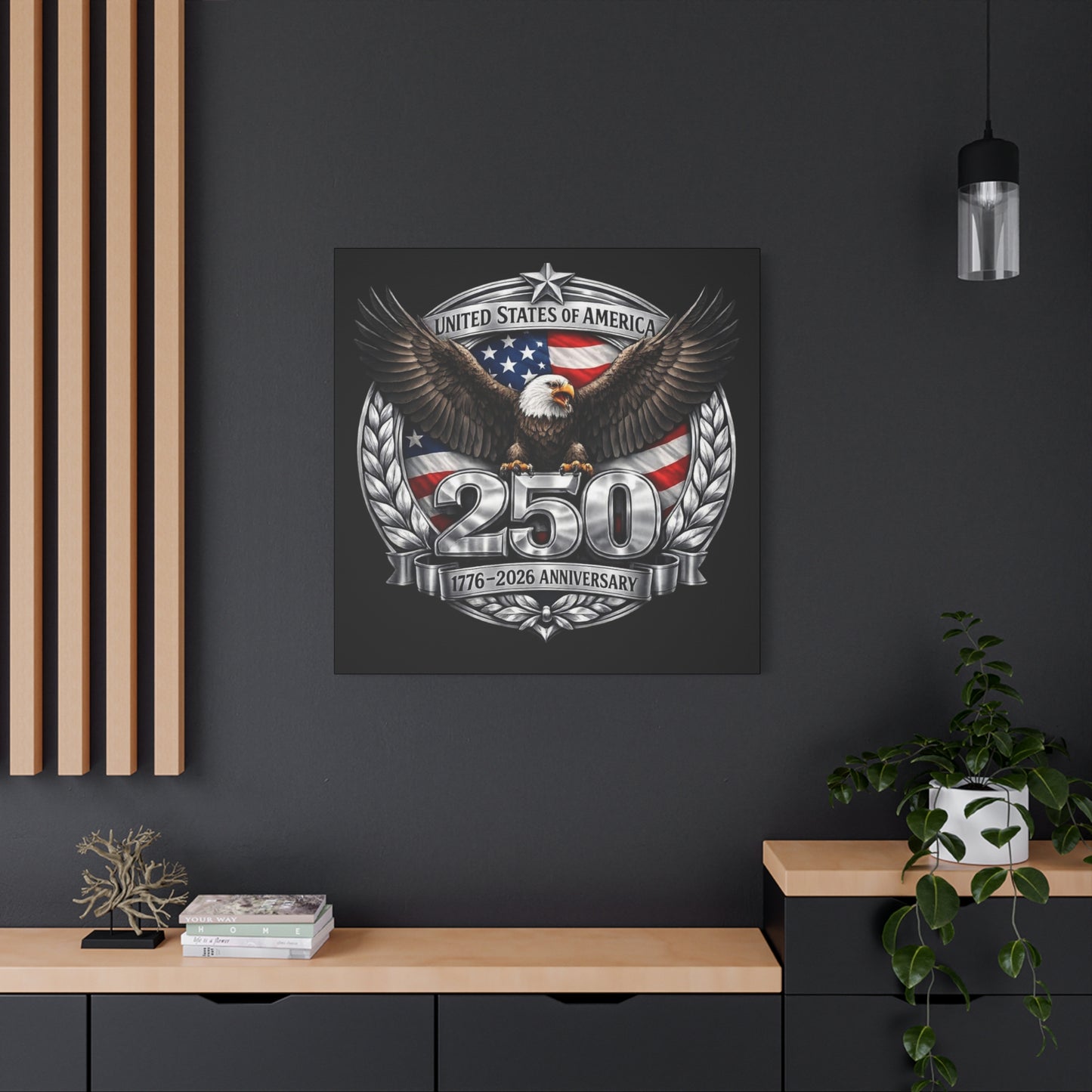 #250 Patriotic Bald Eagle 250 United States Emblem Matte Canvas Wall Art
