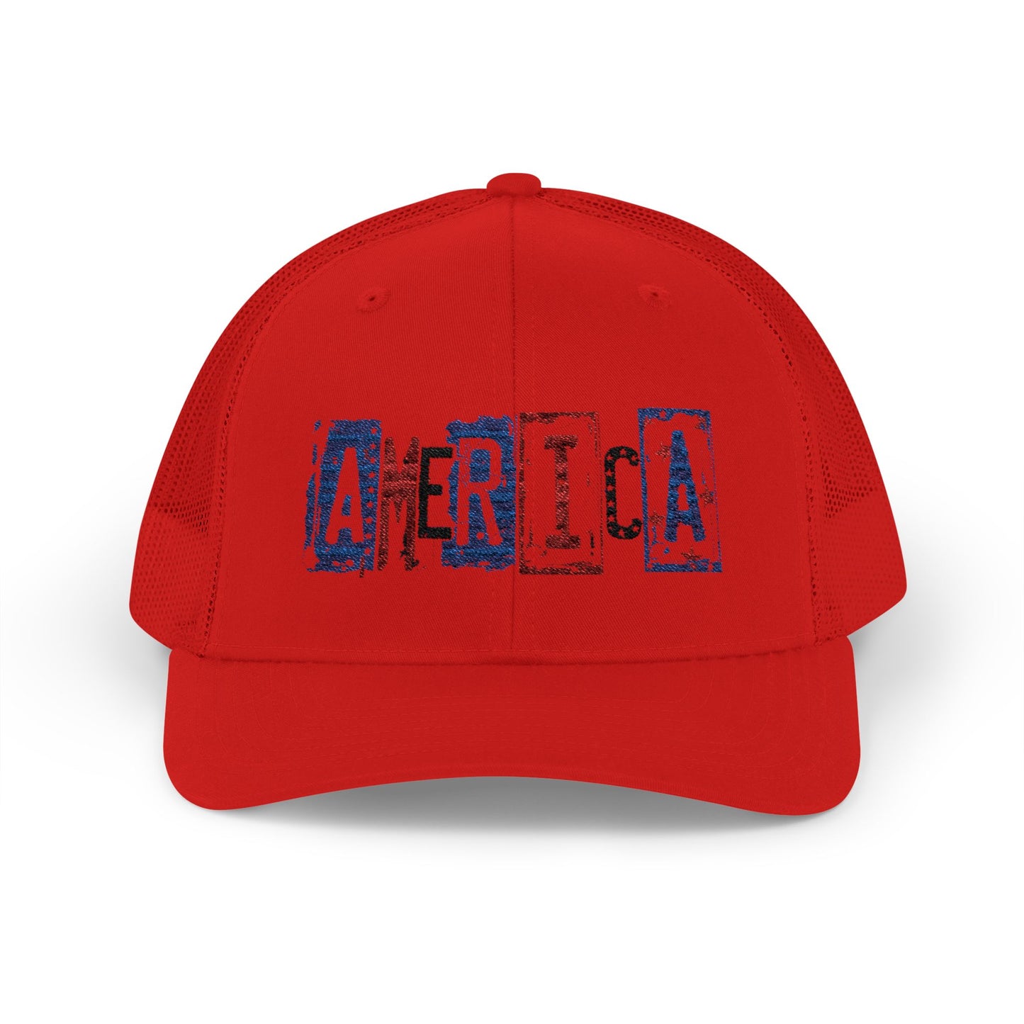 #250 America Retro Block Text Patriotic Snapback Trucker Cap