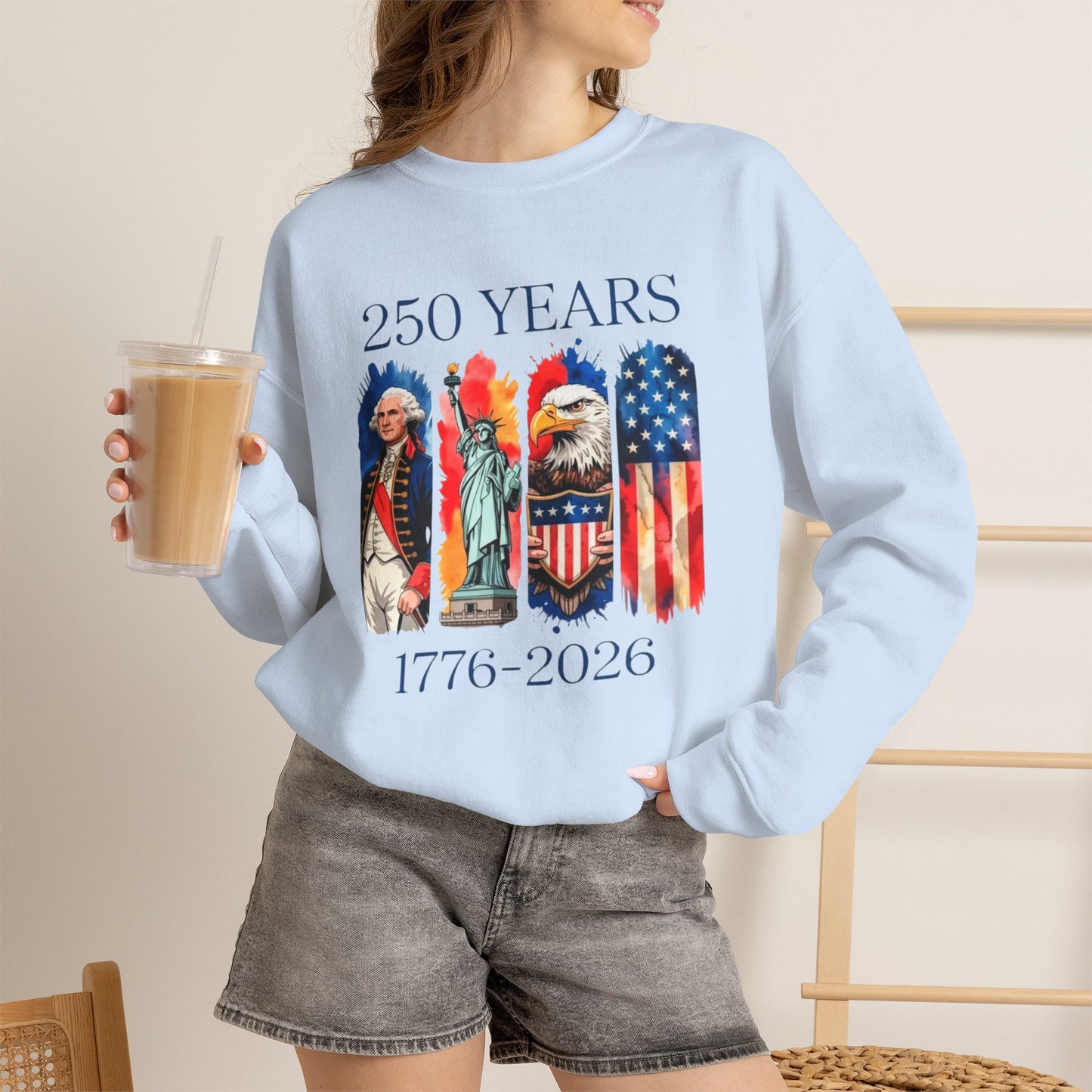 #250 250 Years American History Celebration 1776–2026 Patriotic Crewneck Sweatshirt