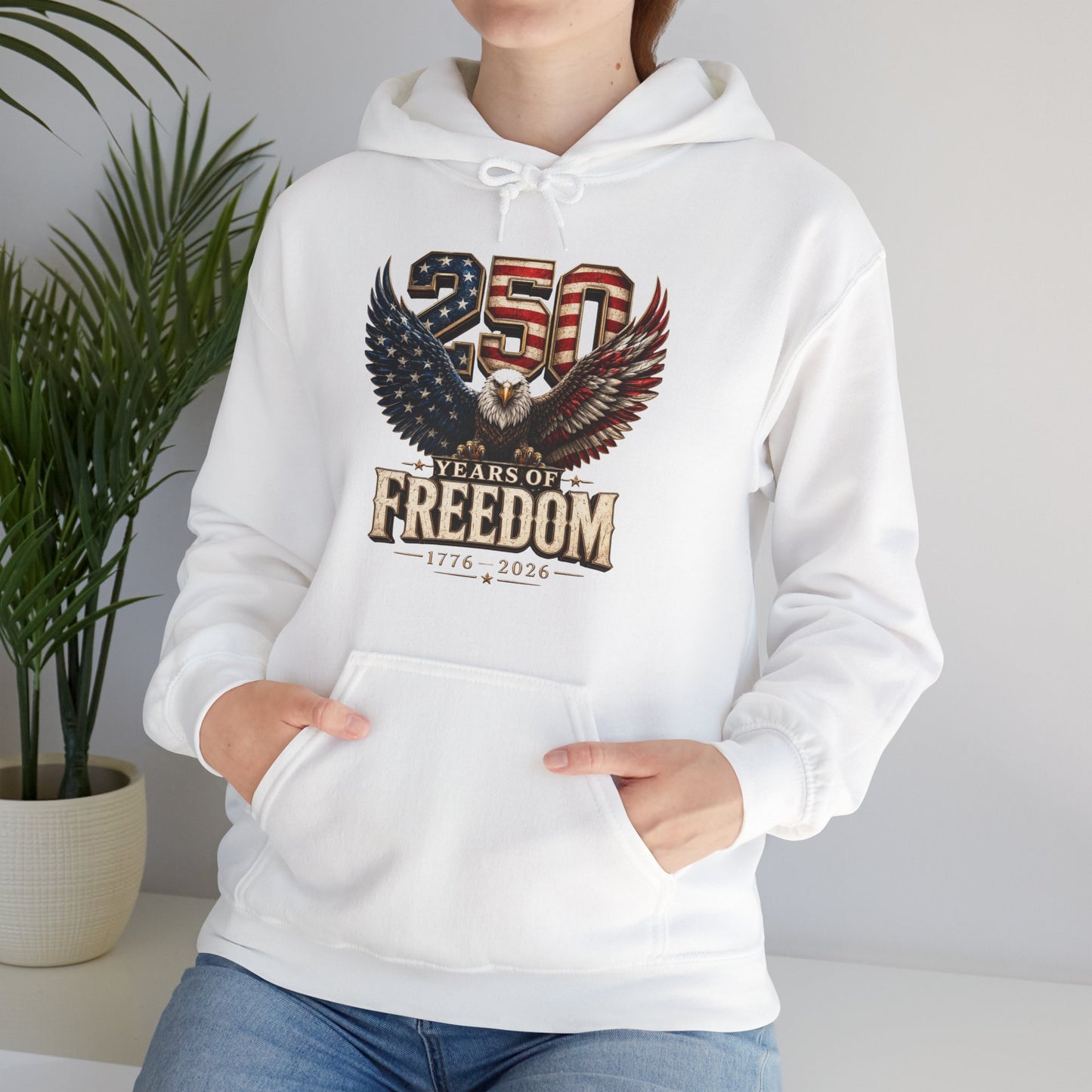 #250 250 Years of Freedom Eagle Patriotic American Flag Anniversary (1776–2026) Patriotic Hoodie