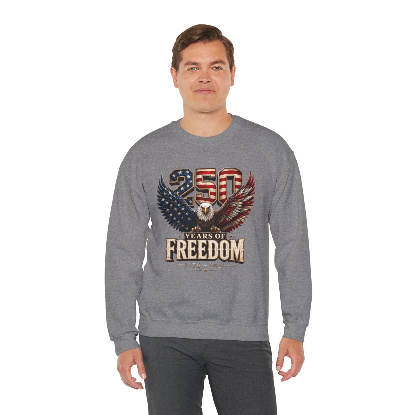 #250 250 Years of Freedom Eagle Patriotic American Flag Anniversary (1776–2026) Crewneck Sweatshirt