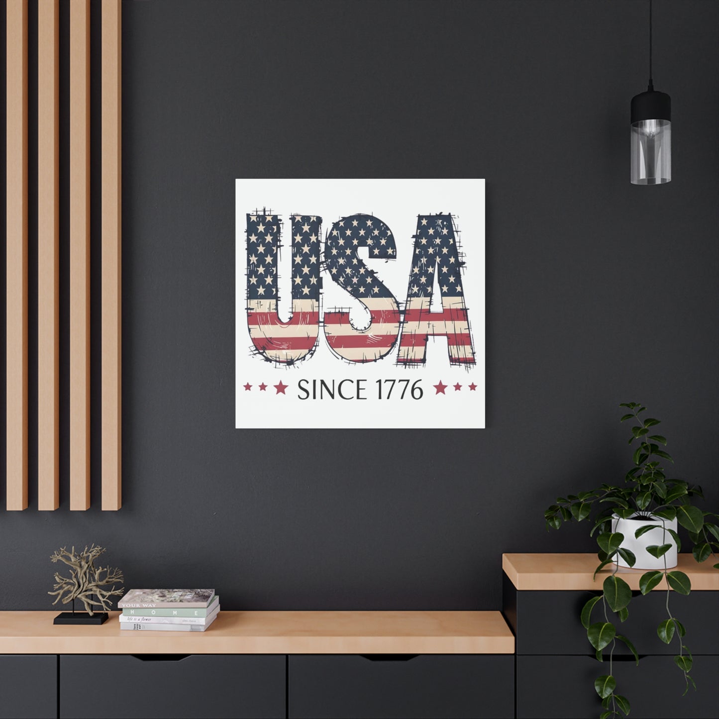 #250 USA Flag "USA Since 1776" Patriotic Matte Canvas Wall Art