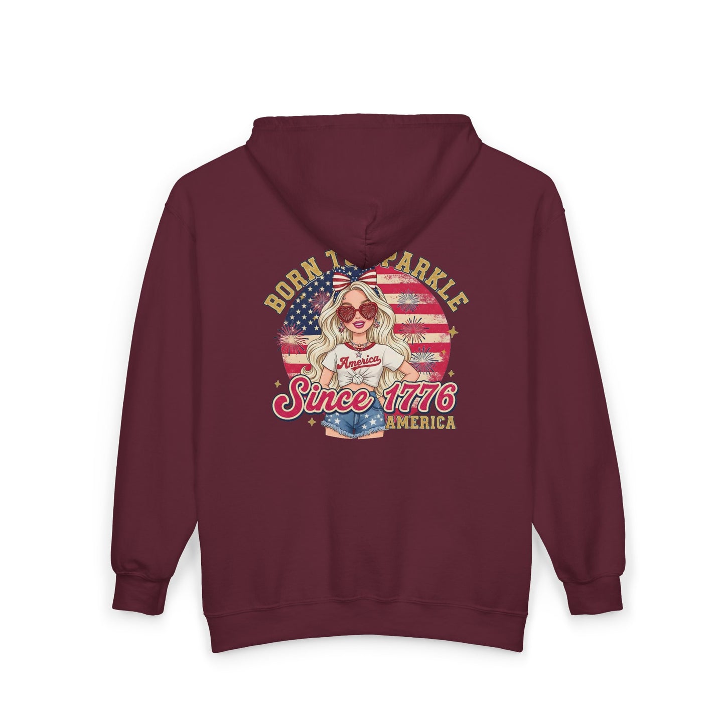 #250 "Born to Sparkle Since 1776" Patriotic Zip Hoodie