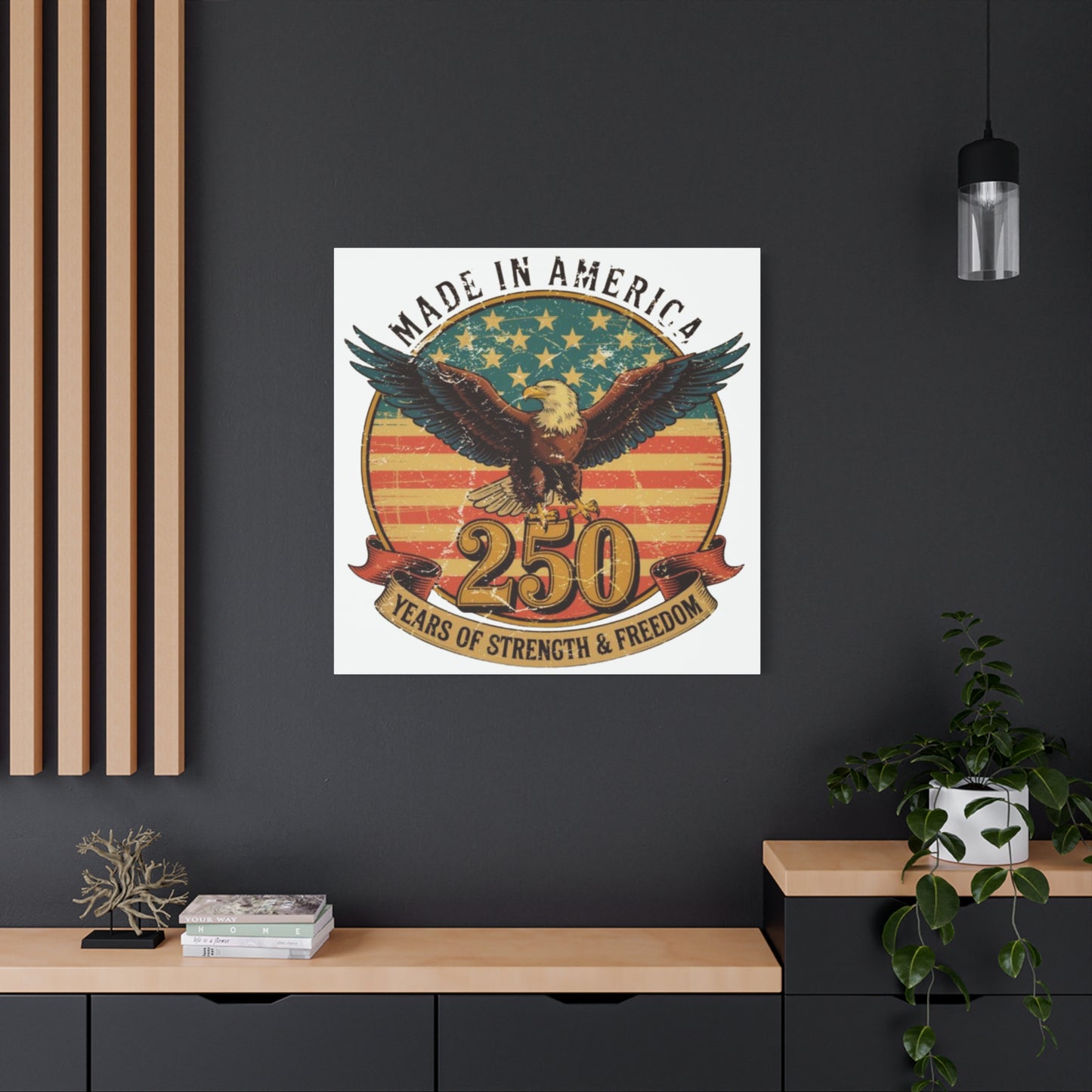 #250 Made in America Eagle 250th Anniversary Patriotic Matte Canvas Wall Art