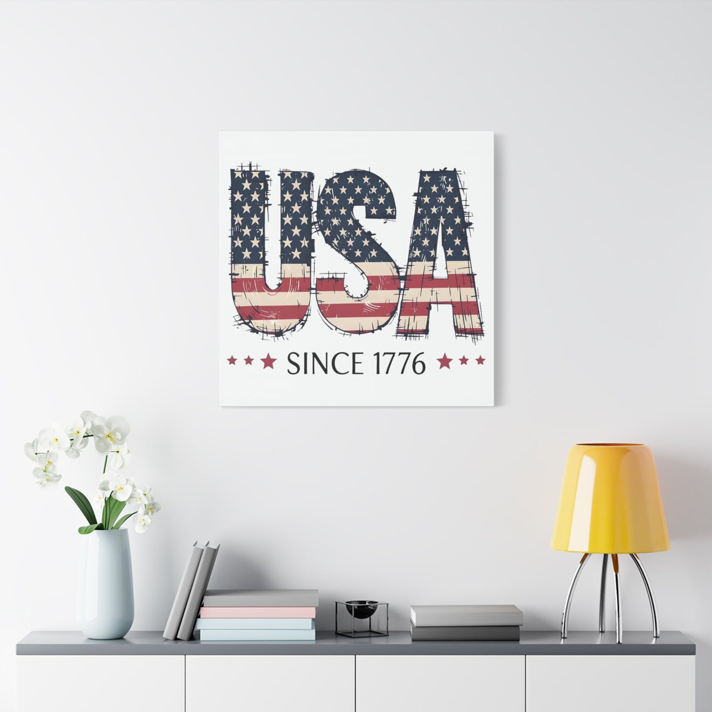 #250 USA Flag "USA Since 1776" Patriotic Matte Canvas Wall Art