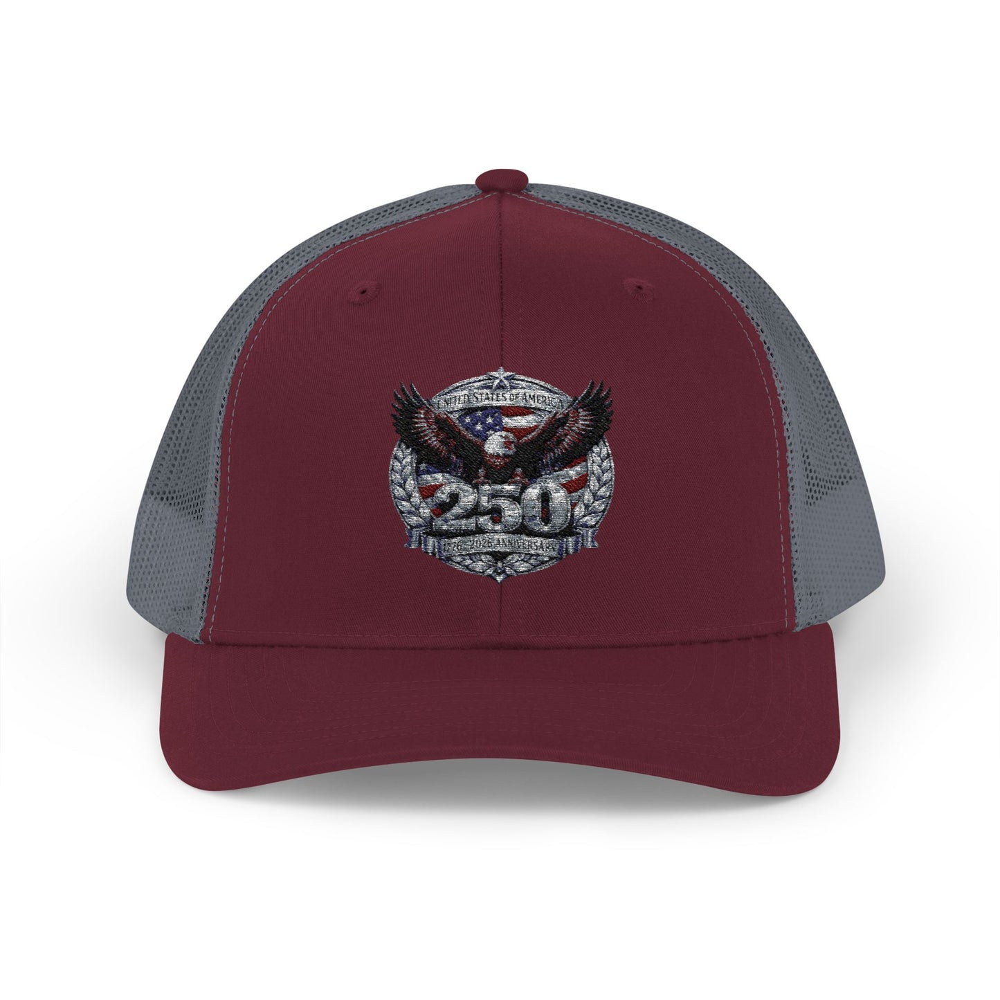 #250 Patriotic Bald Eagle 250 United States Emblem Snapback Trucker Cap