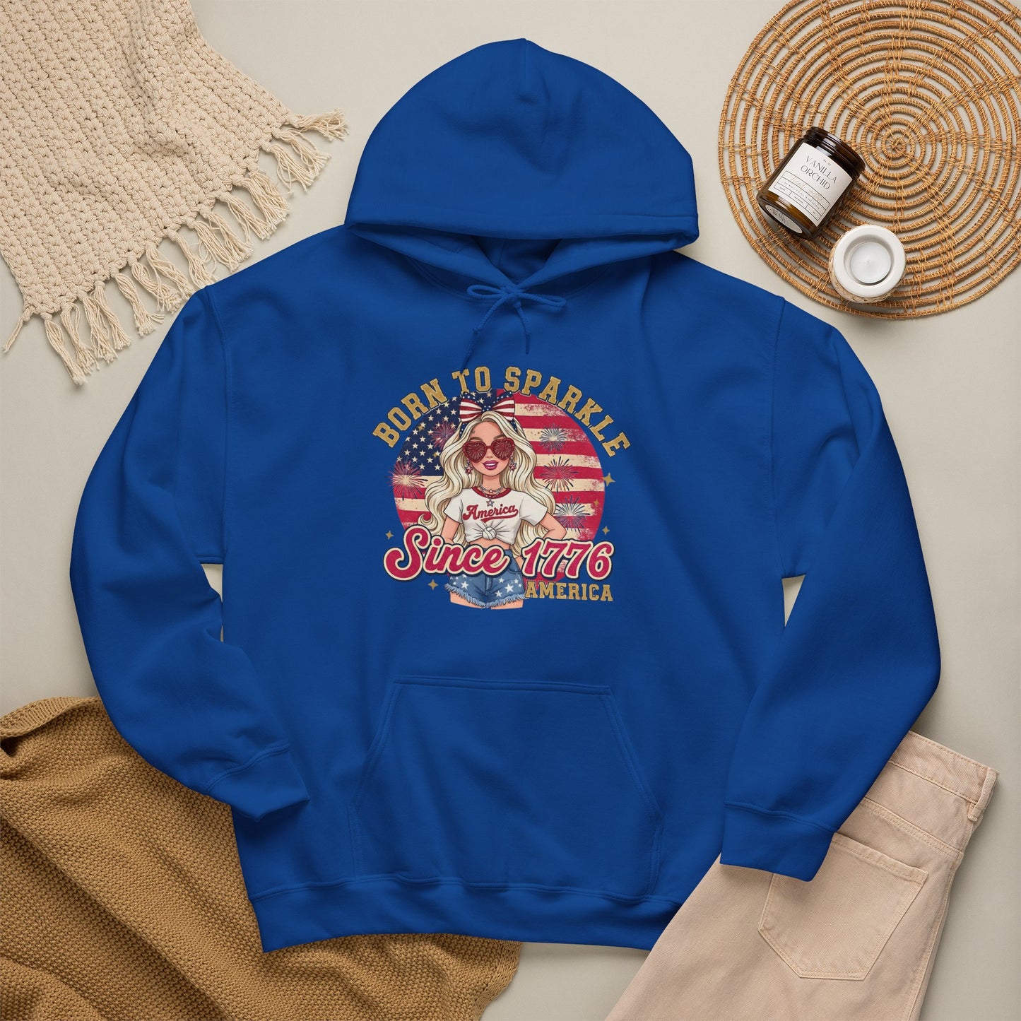 #250 "Born to Sparkle Since 1776" Patriotic Hoodie