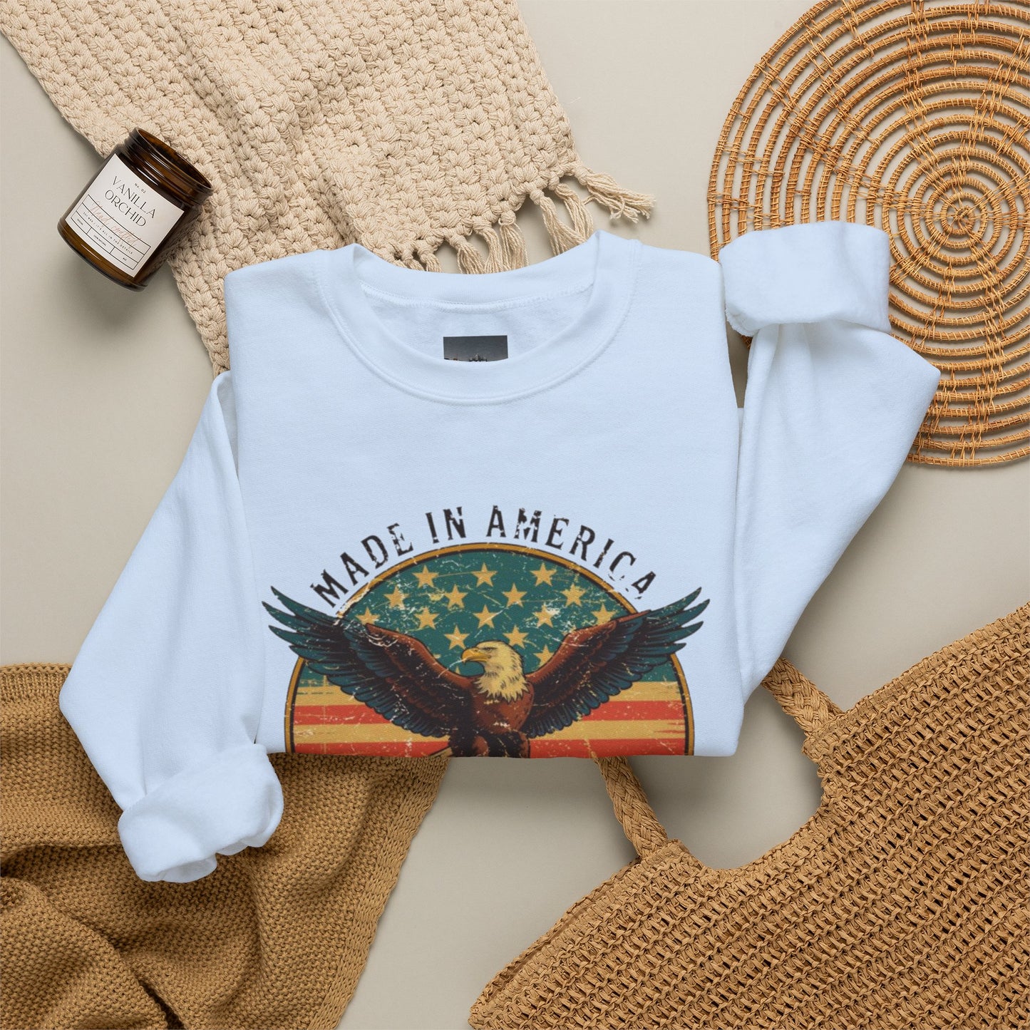 #250 Made in America Eagle 250th Anniversary Patriotic Crewneck Sweatshirt