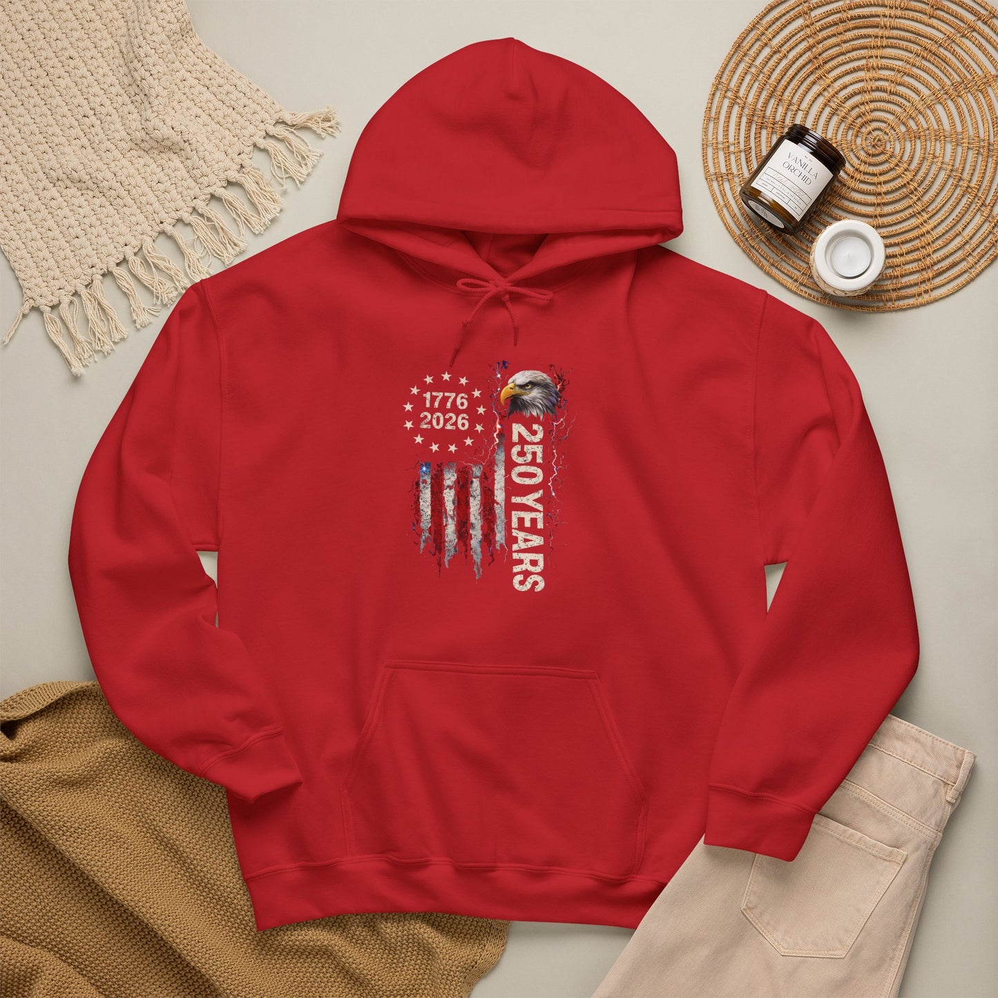 #250 1776-2026 250 Years USA Bicentennial Eagle Hoodie