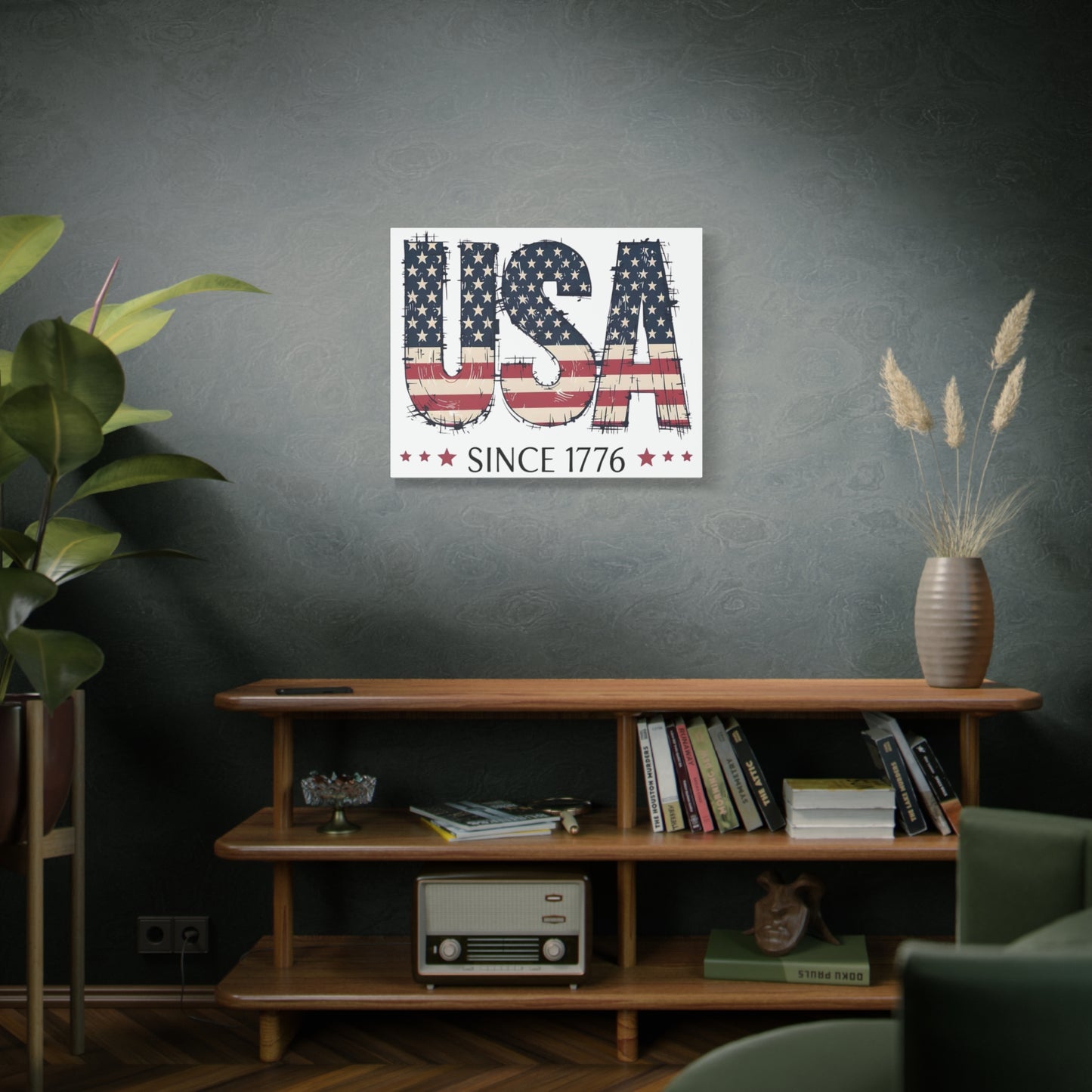 #250 USA Flag "USA Since 1776" Patriotic Matte Canvas Wall Art