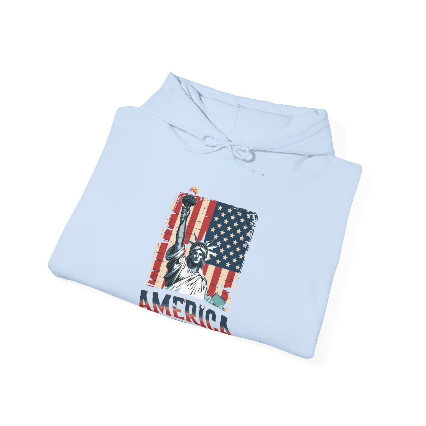 #250 Statue of Liberty American Flag 'America' Patriotic Independence Day Hoodie