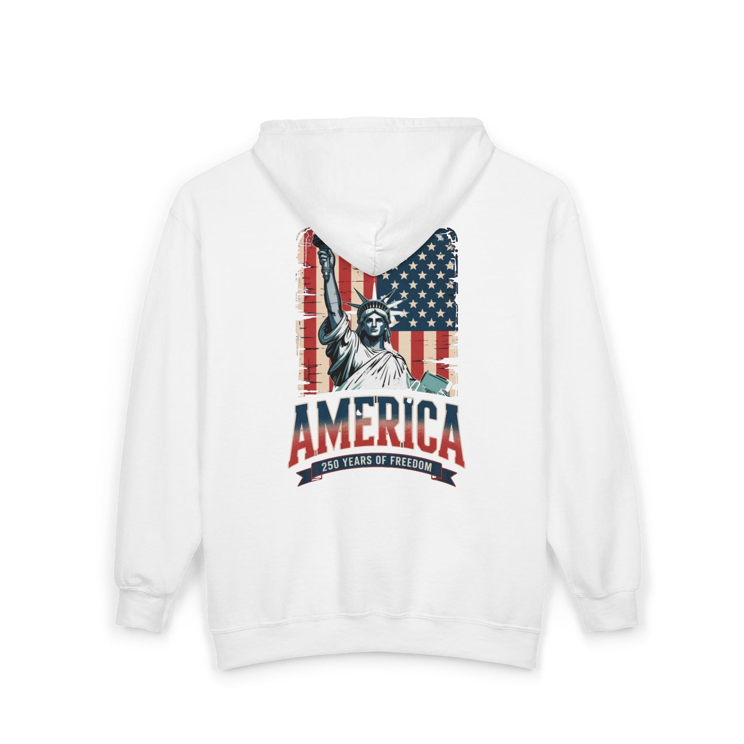 #250 Statue of Liberty American Flag 'America' Patriotic Independence Day Zip Hoodie