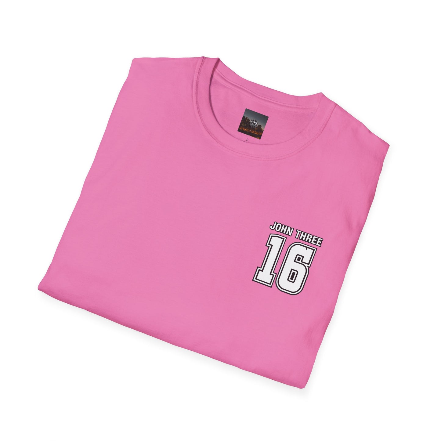 John Three 16 Chest and Back Jersey Print with Scripture Tee