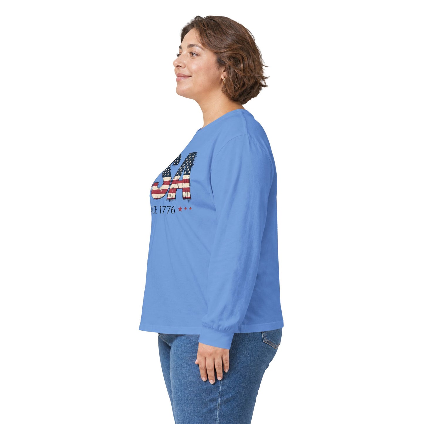 #250 USA Flag "USA Since 1776" Patriotic Long Sleeve Tee