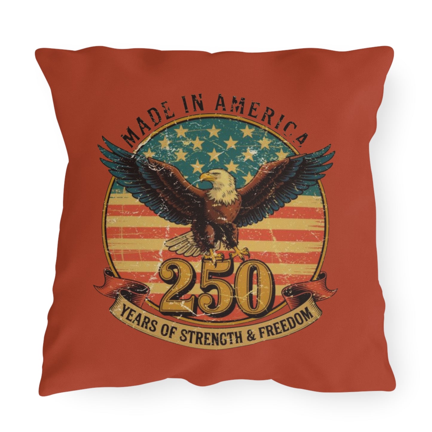 #250 Made in America Eagle 250th Anniversary Patriotic Outdoor Throw Pillow