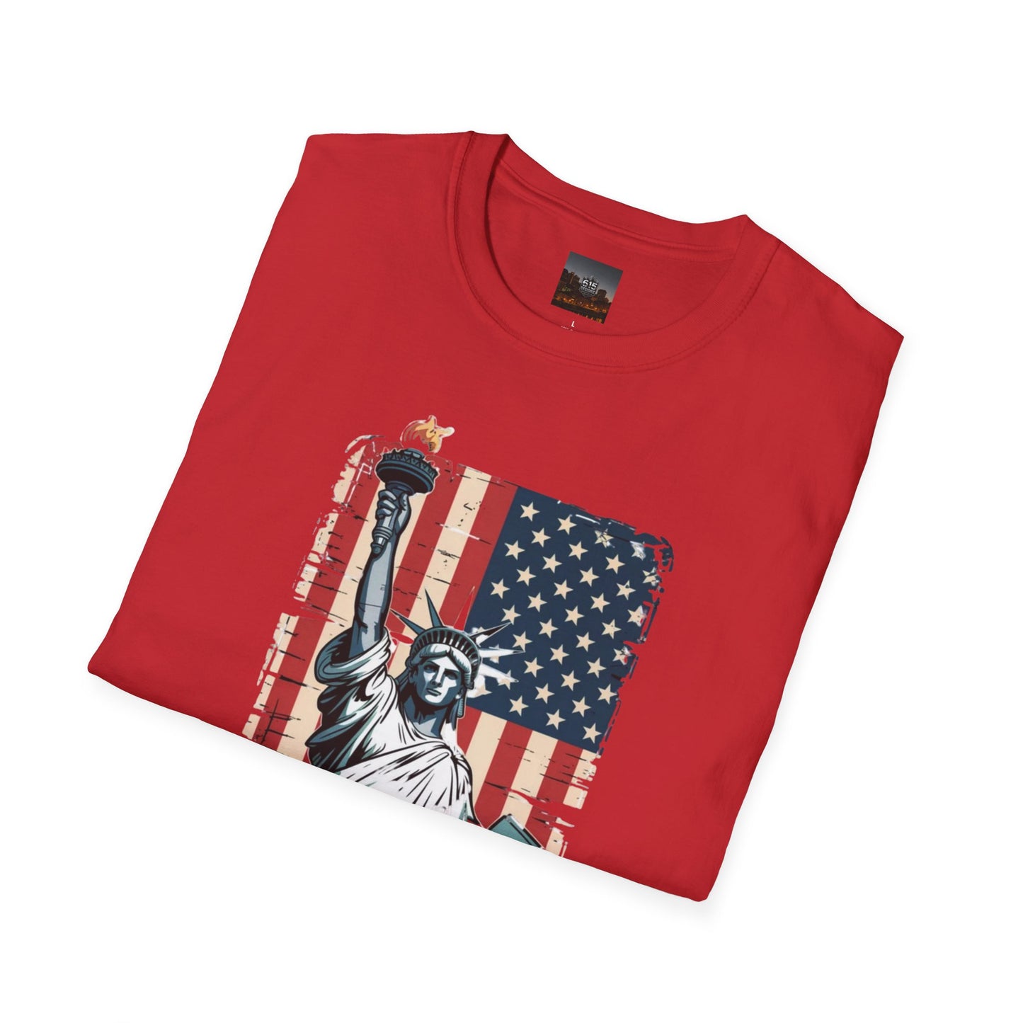 #250 Statue of Liberty American Flag 'America' Patriotic Independence Day T‑Shirt