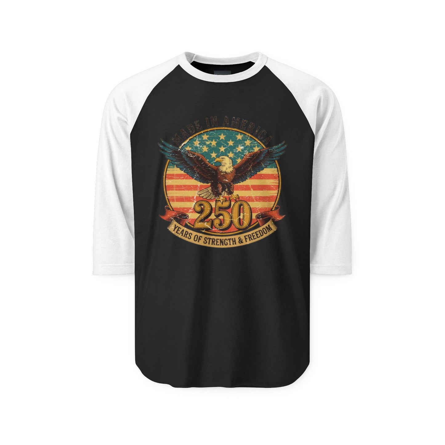 #250 Made in America Eagle 250th Anniversary Patriotic Raglan Shirt Baseball Tee