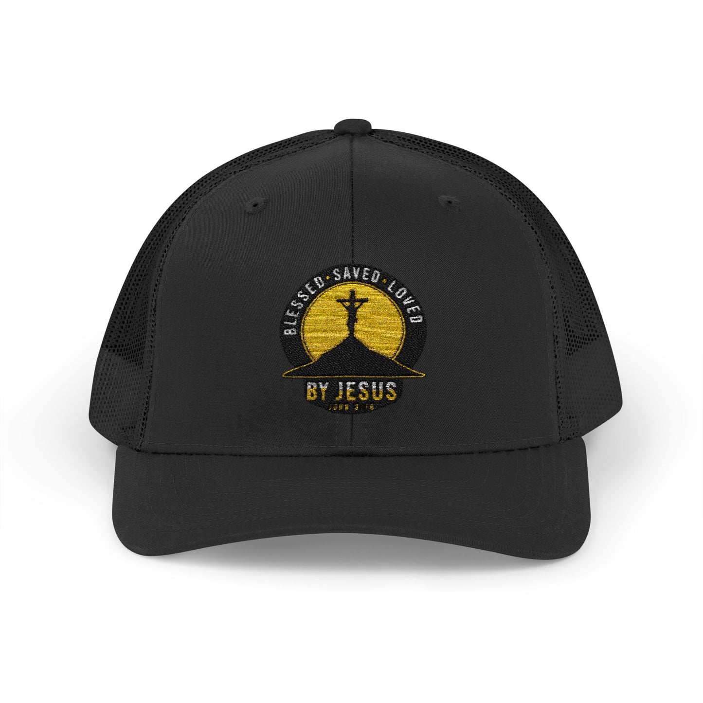 Blessed • Saved • Loved by Jesus Christian Trucker Cap - Embroidered Snapback
