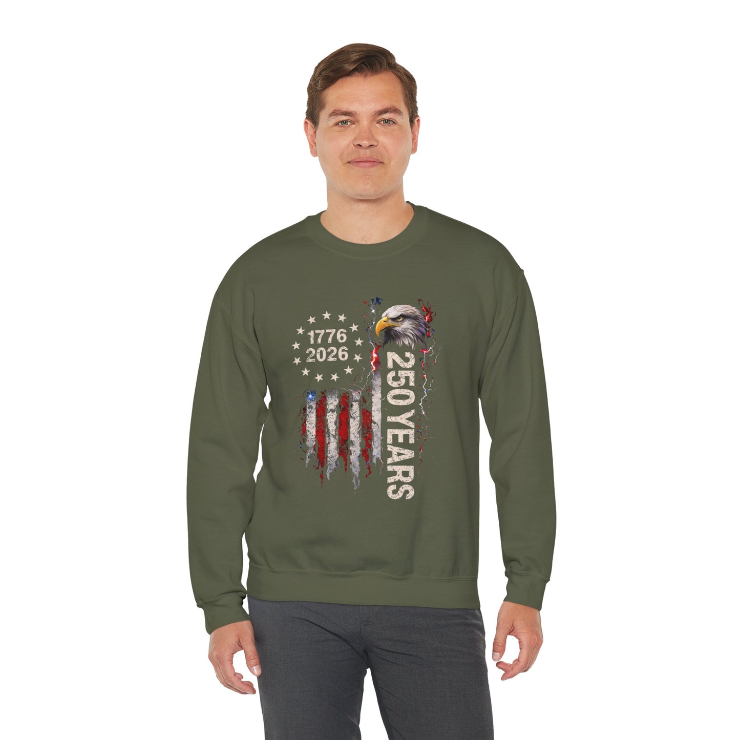 #250 1776-2026 250 Years USA Bicentennial Eagle Crewneck Sweatshirt