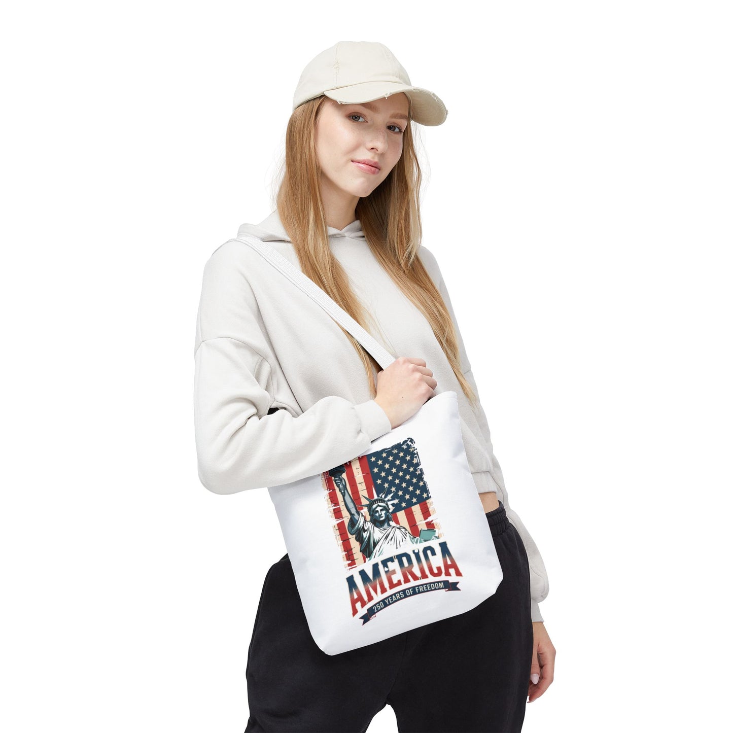 #250 Statue of Liberty American Flag 'America' Patriotic Independence Day Tote Bag