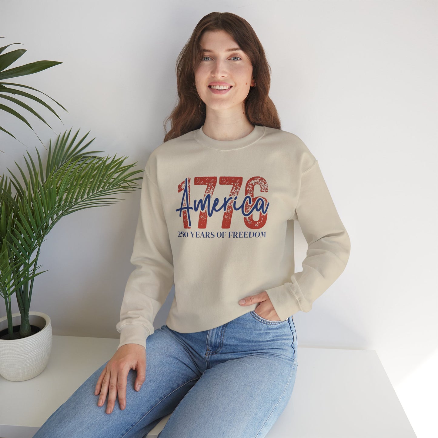 #250 1776 America: 250 Years of Freedom' Patriotic Independence Day Crewneck Sweatshirt