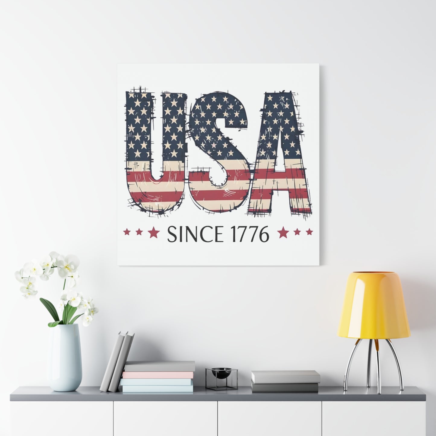 #250 USA Flag "USA Since 1776" Patriotic Matte Canvas Wall Art