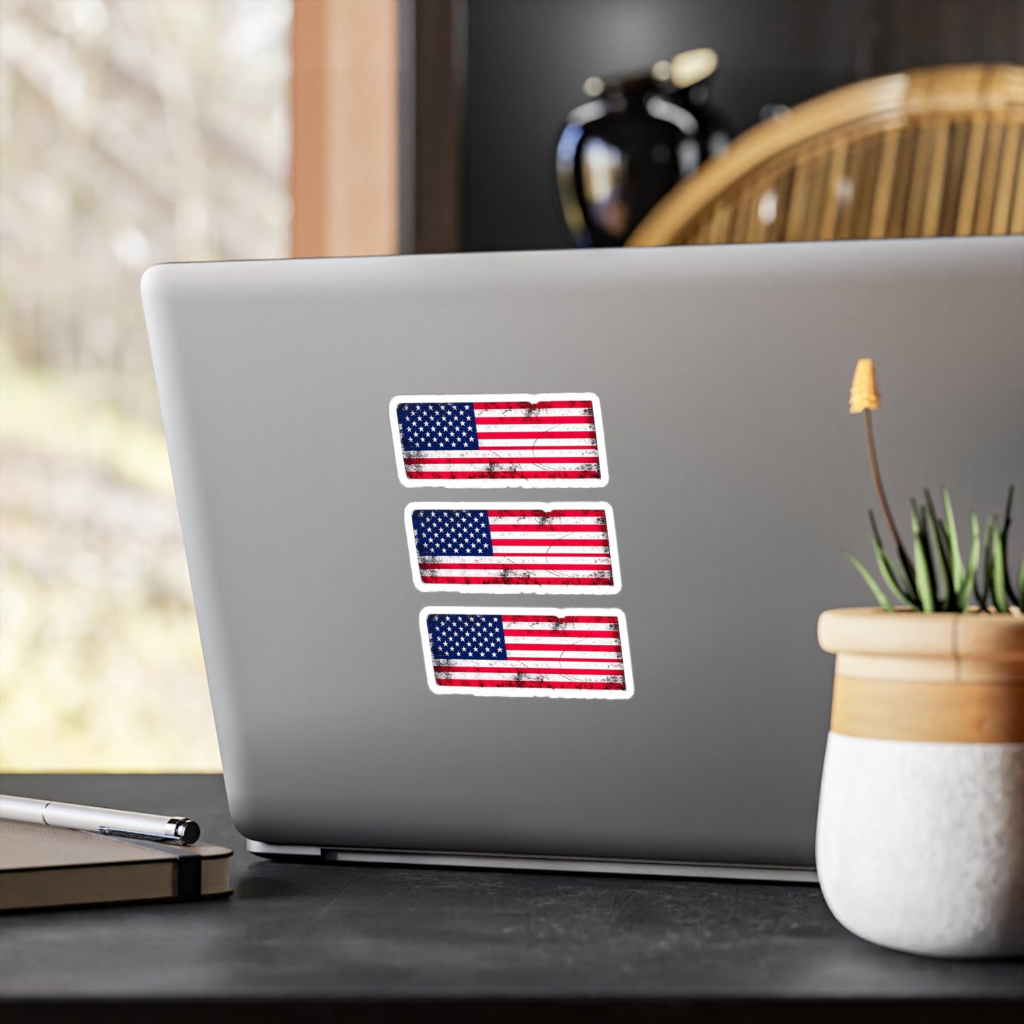 #250 Distressed American Flag Vinyl Decal — Kiss-Cut USA Sticker