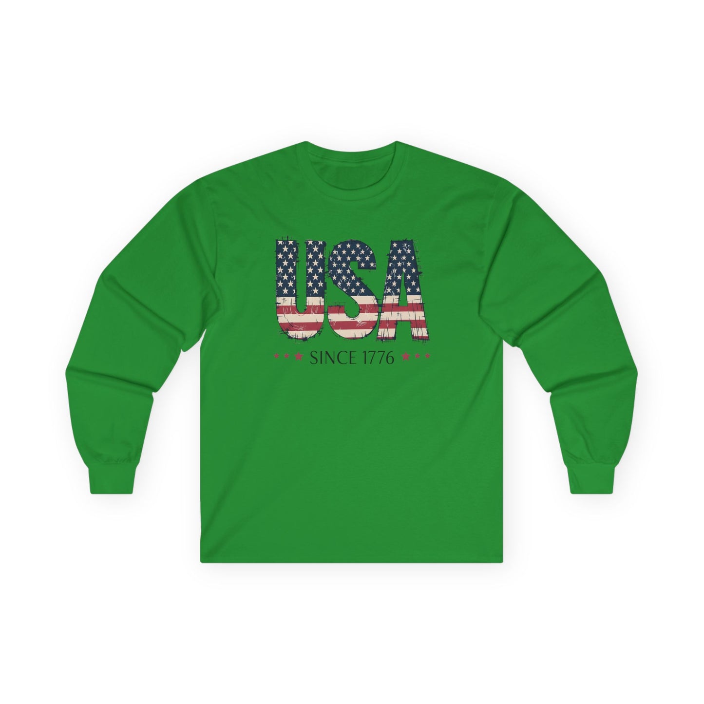#250 USA Flag "USA Since 1776" Patriotic Long Sleeve Tee