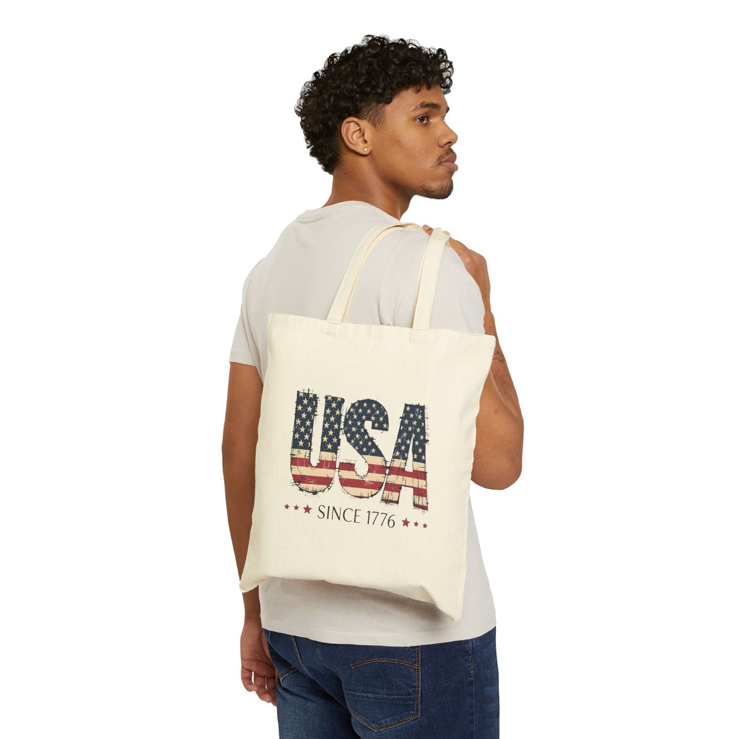#250 USA Flag "USA Since 1776" Patriotic Canvas Tote