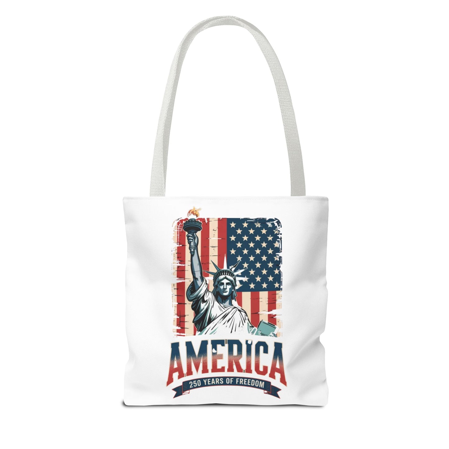 #250 Statue of Liberty American Flag 'America' Patriotic Independence Day Tote Bag