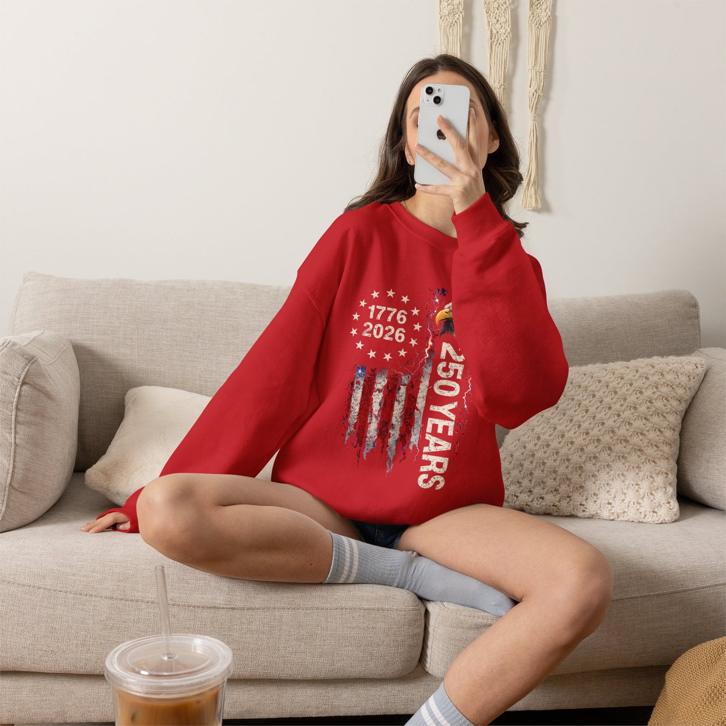 #250 1776-2026 250 Years USA Bicentennial Eagle Crewneck Sweatshirt