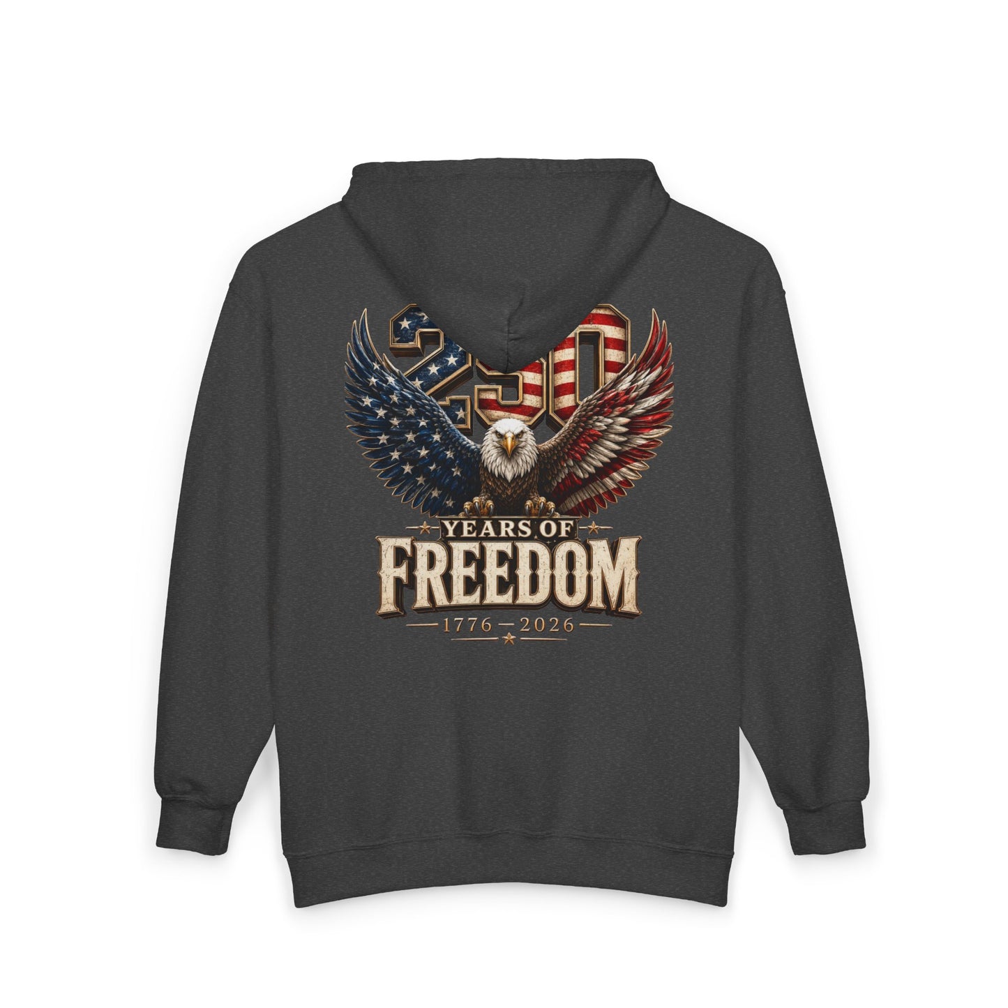 #250 250 Years of Freedom Eagle Patriotic American Flag Anniversary (1776–2026) Zip Hoodie