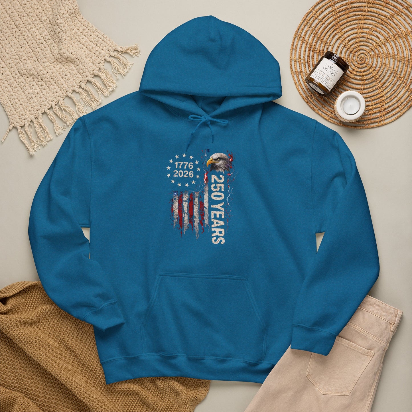 #250 1776-2026 250 Years USA Bicentennial Eagle Hoodie