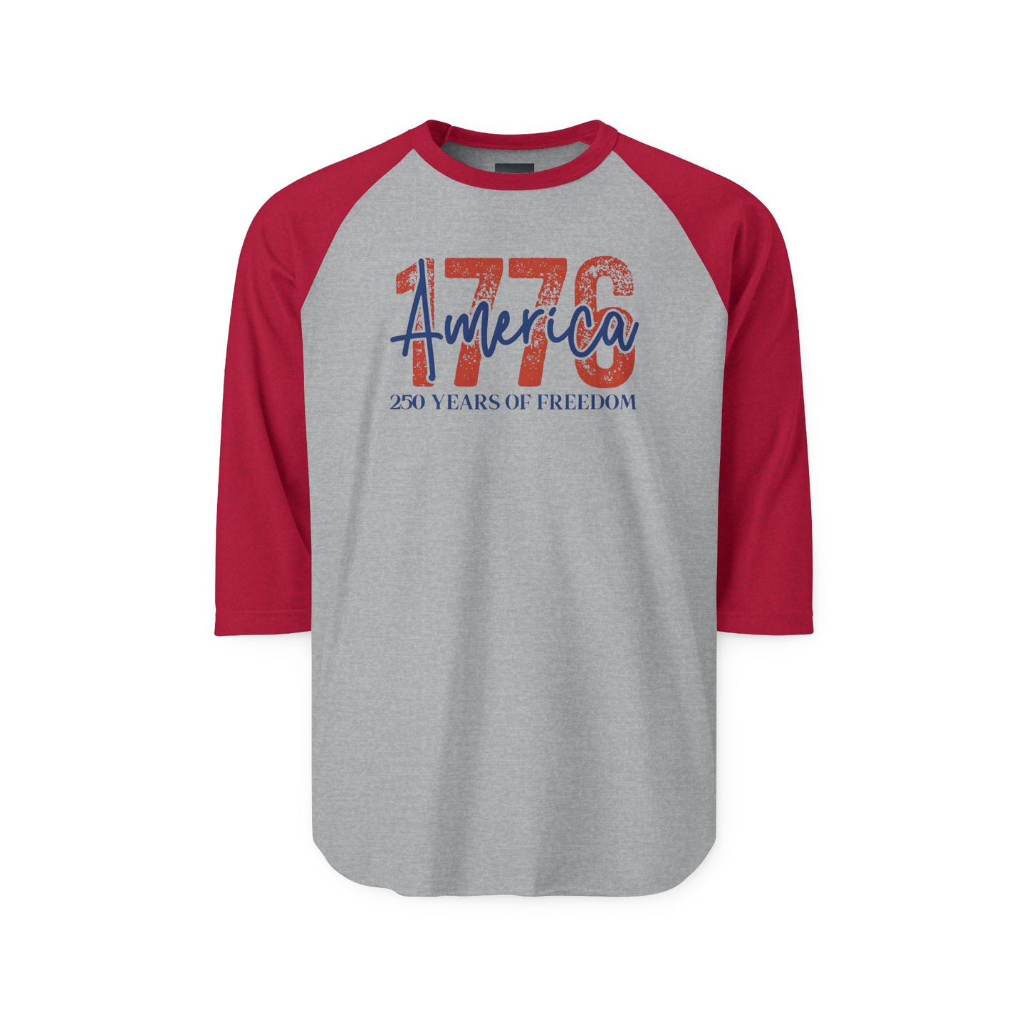 #250 1776 America: 250 Years of Freedom' Patriotic Independence Day Raglan Shirt Baseball Tee