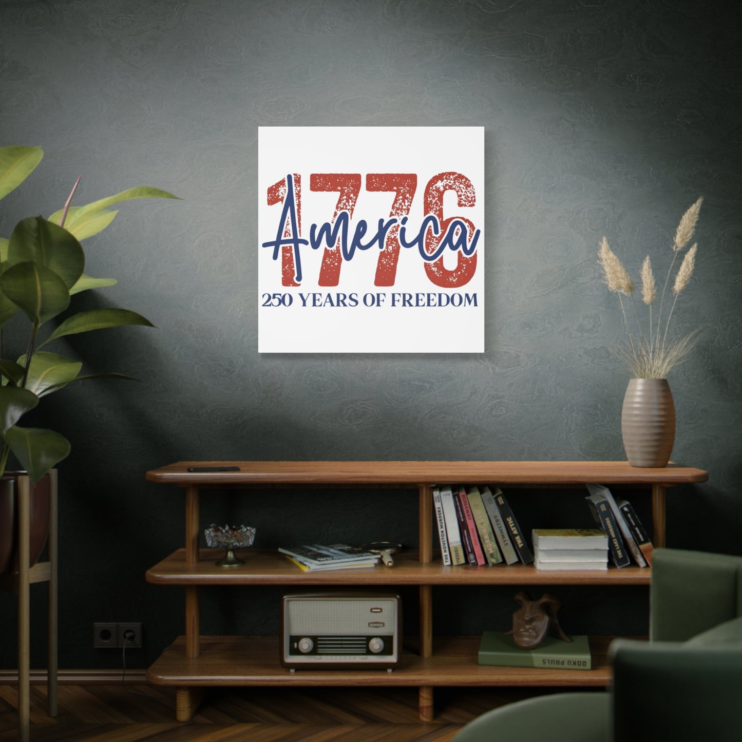 #250 1776 America: 250 Years of Freedom' Patriotic Independence Day Matte Canvas Wall Art