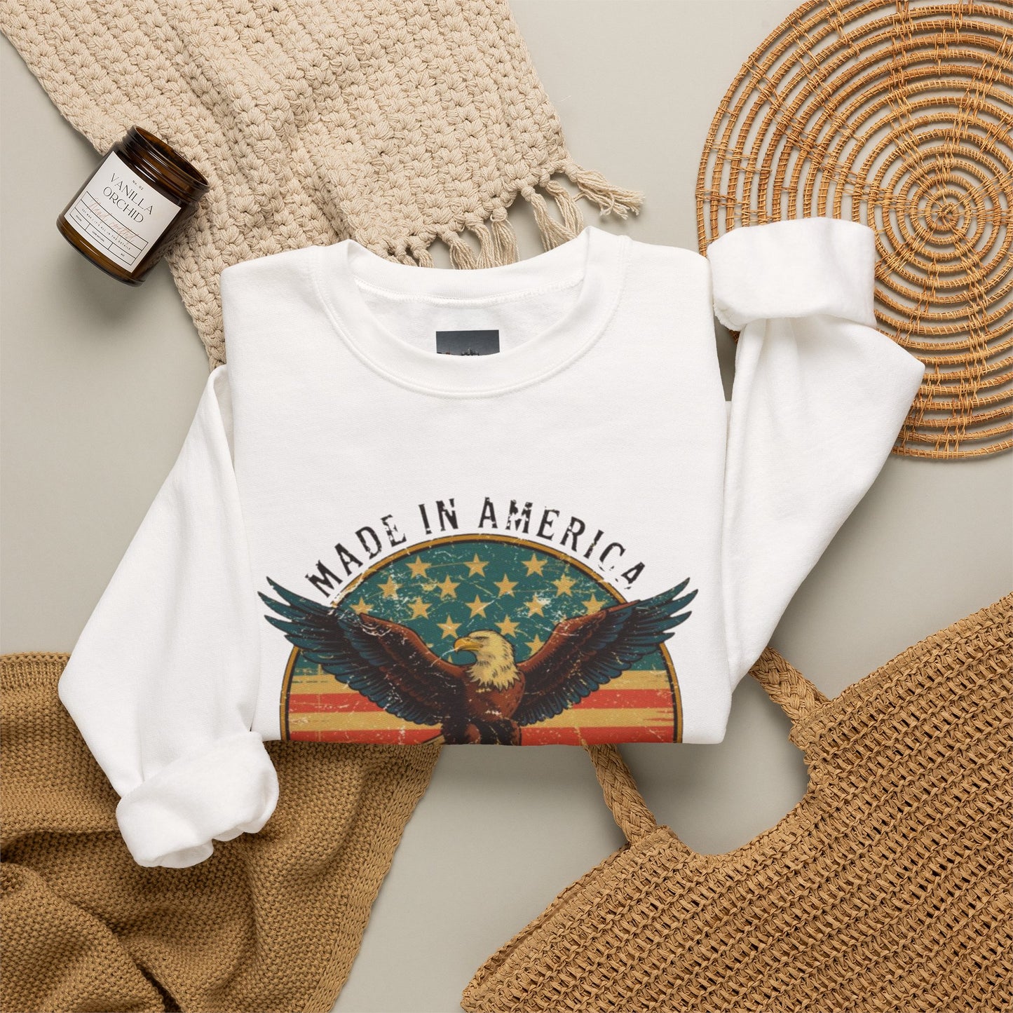#250 Made in America Eagle 250th Anniversary Patriotic Crewneck Sweatshirt