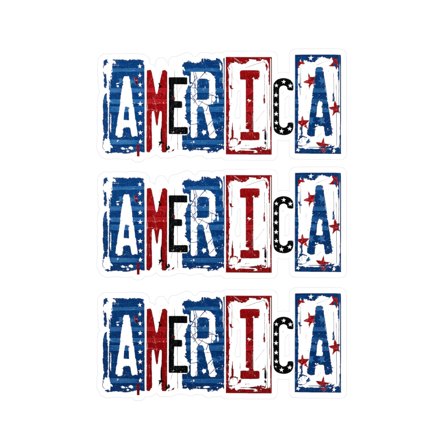 #250 America Retro Block Text Patriotic Kiss-Cut Vinyl Decal – Red White & Blue Sticker