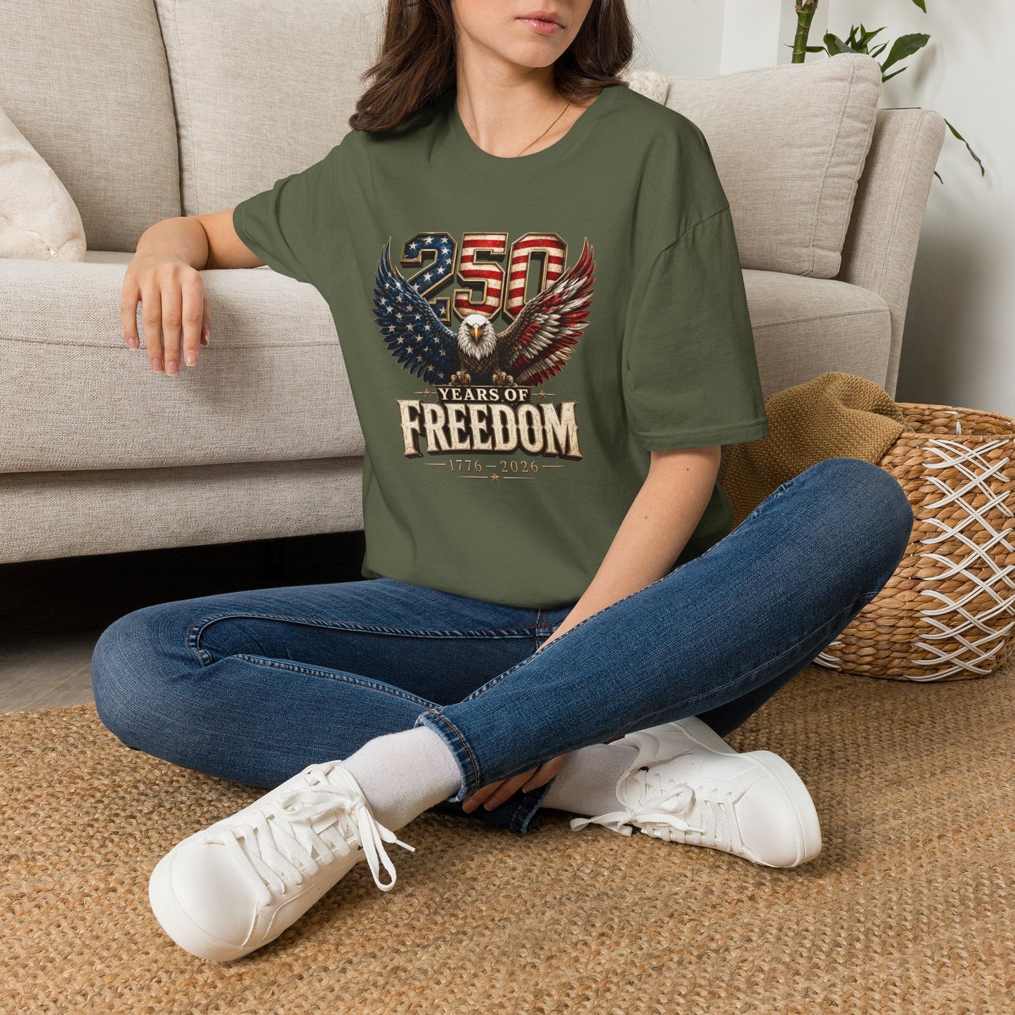 #250 250 Years of Freedom Eagle Patriotic American Flag Anniversary (1776–2026) T-Shirt