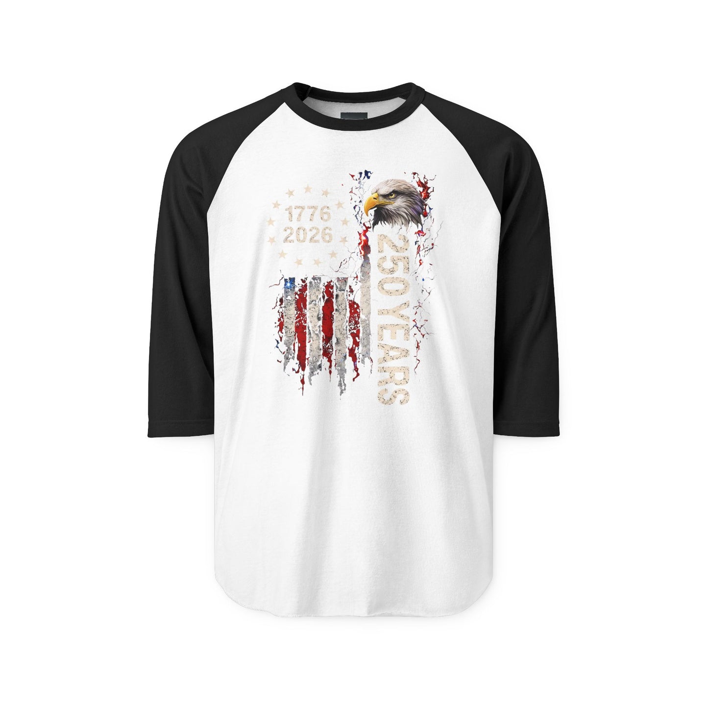 #250 1776-2026 250 Years USA Bicentennial Eagle Raglan Shirt Baseball Tee
