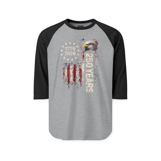 #250 1776-2026 250 Years USA Bicentennial Eagle Raglan Shirt Baseball Tee