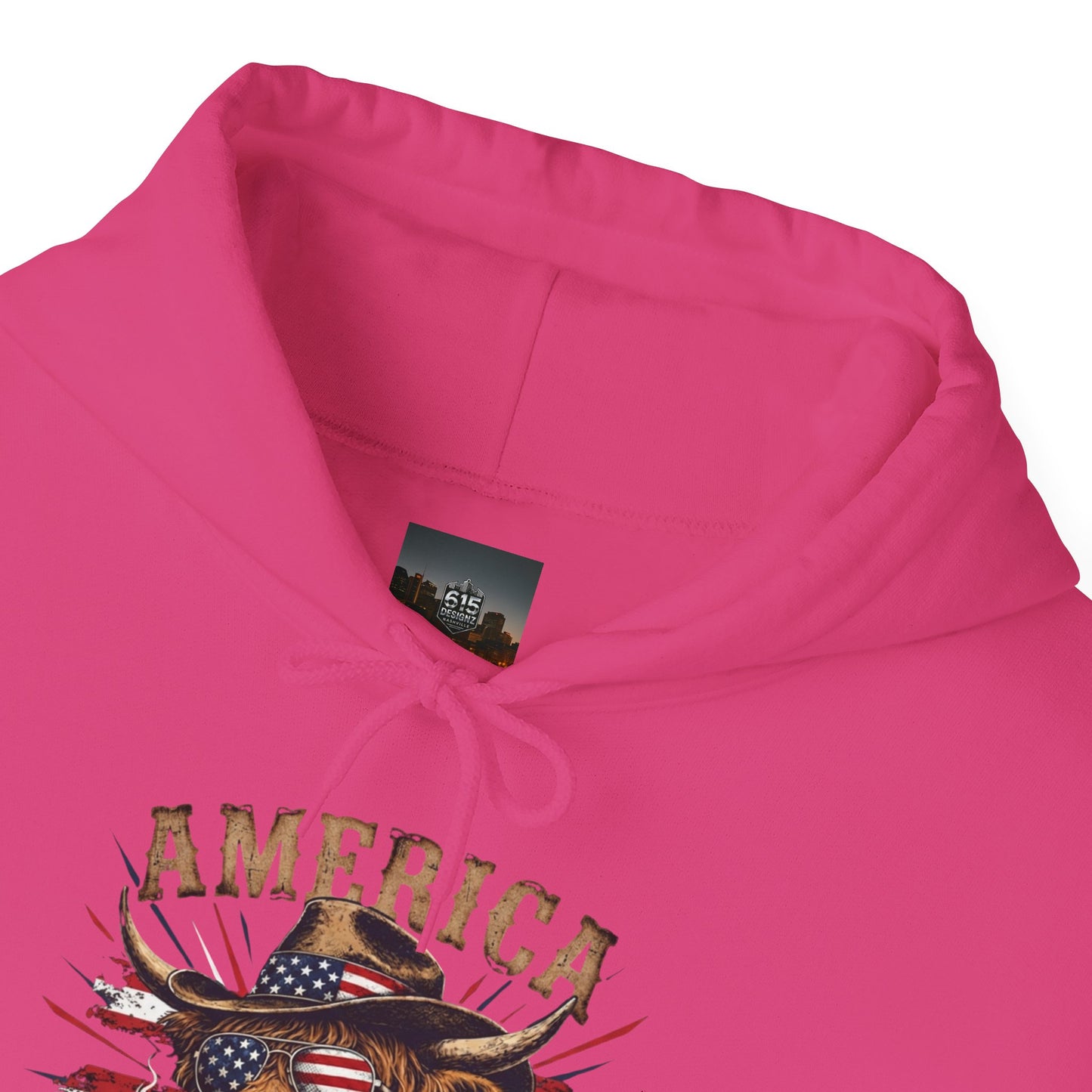 #250 America 250 Strong Patriotic Bull with American Flag Hoodie