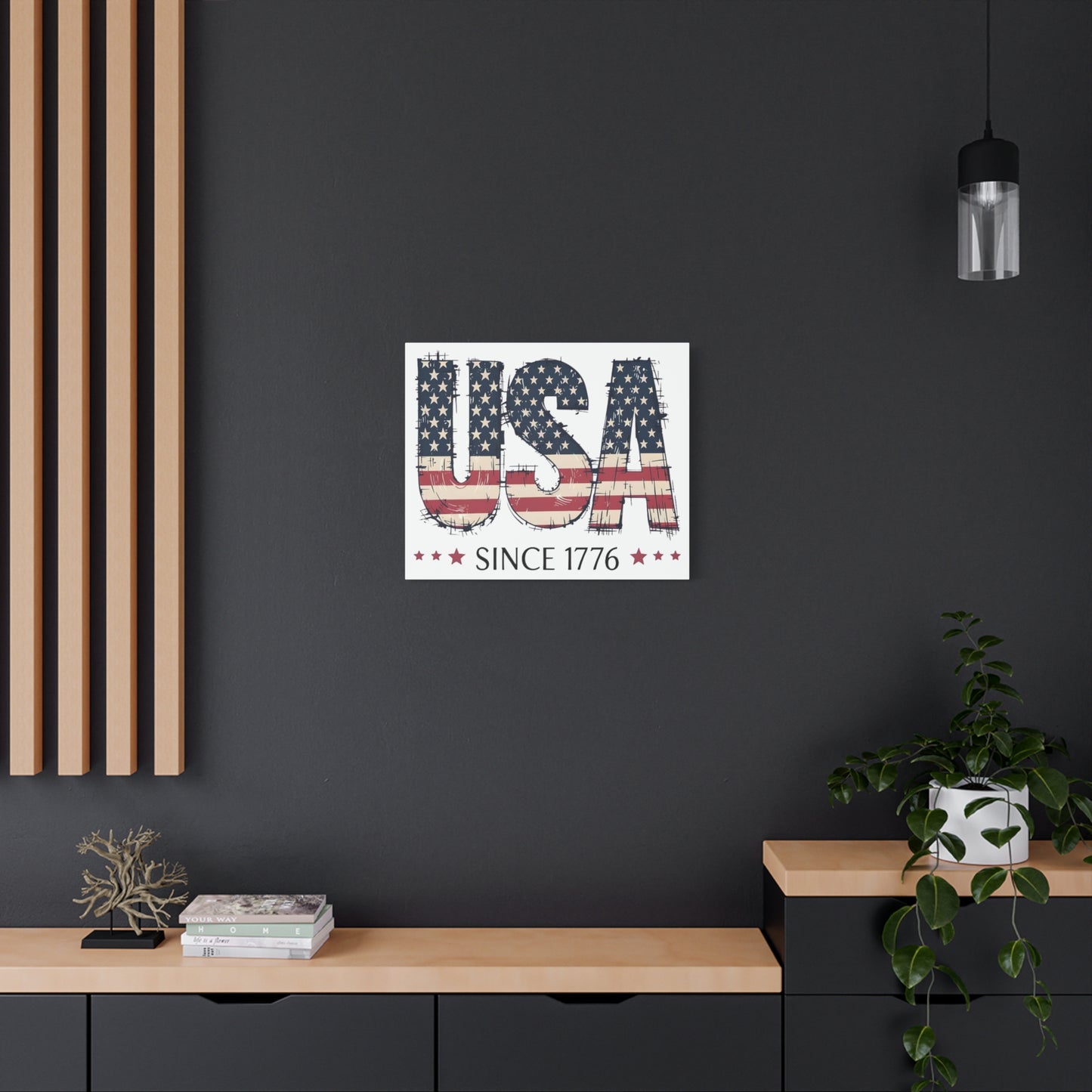#250 USA Flag "USA Since 1776" Patriotic Matte Canvas Wall Art