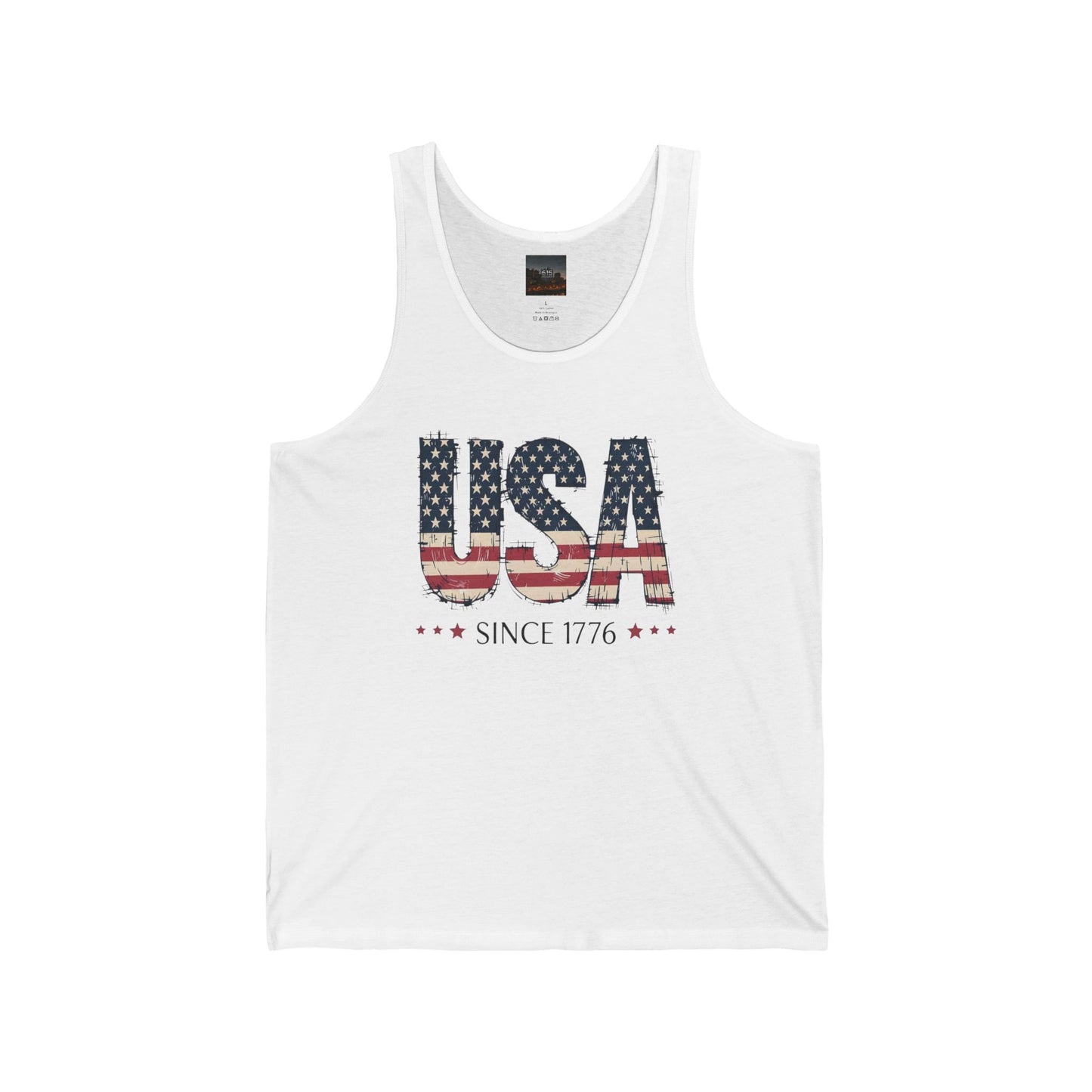 #250 USA Flag "USA Since 1776" Patriotic Jersey Tank Top