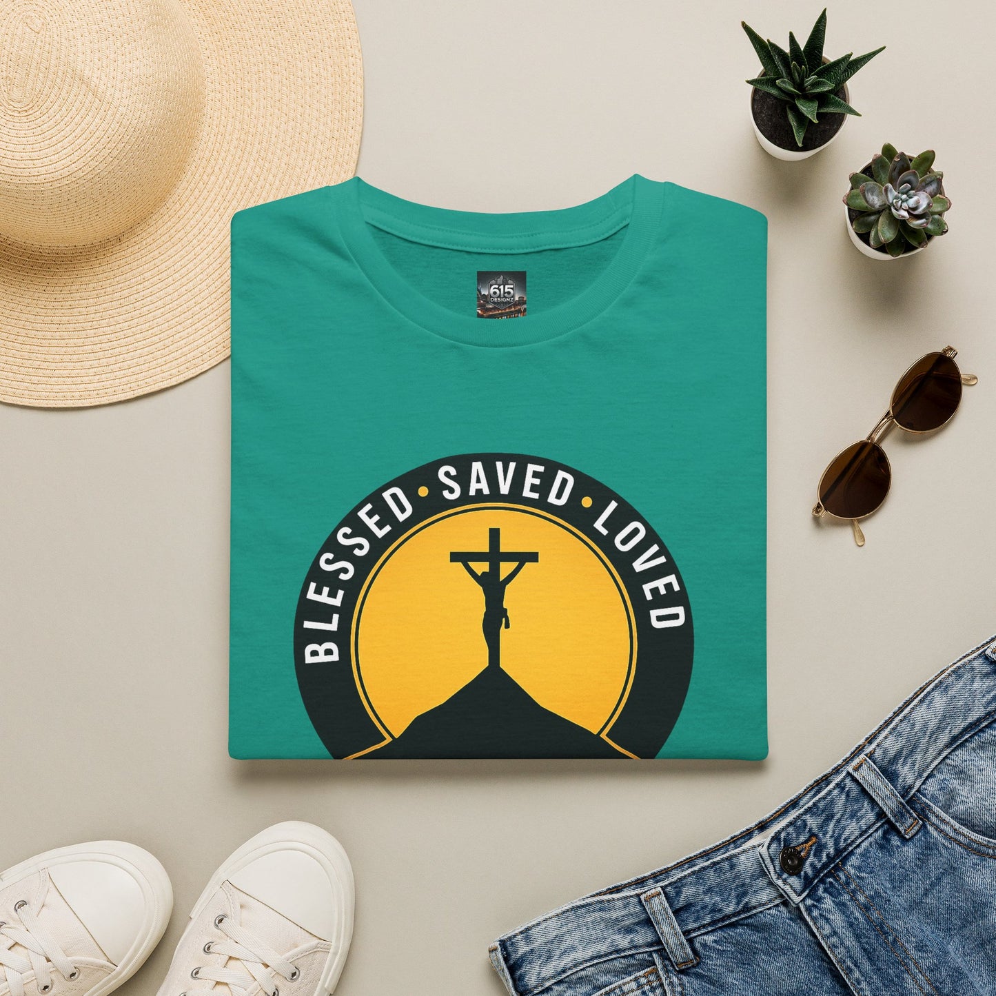 Blessed • Saved • Loved by Jesus T-Shirt — Christian Faith Tee